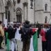 Protest outside the high court over UK arms sales to Israel