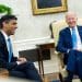 Joe Biden and Rishi Sunak laughing together in the Oval Office Trump Yemen