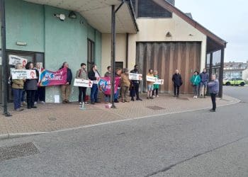 Protest outside court over Welsh language case