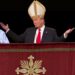 Smug Trump standing at the Vatican wearing the Pope's hat, with Vance behind laughing in Catholic priest robes.
