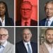 Images of Kemi Badenoch, Keir Starmer, Nigel Farage, Jeremy Corbyn, Ed Davey, and Zack Polanski - Keir Starmer's face has a red filter over it Digital ID