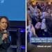 Kamala Harris and a heckler