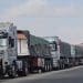 Trucks carrying aid for Gaza that Israel has blockaded at crossings it has closed.
