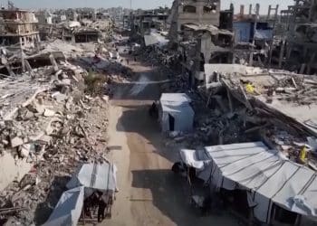 Buildings in Gaza that Israel has reduced to rubble.