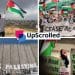 Images of Palestinian liberation and the UpScrolled logo