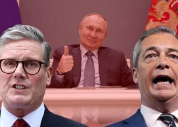 Keir Starmer, Nigel Farage, and Vladimir Putin