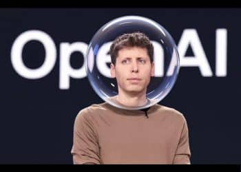 Sam Altman with his head in a literal bubble