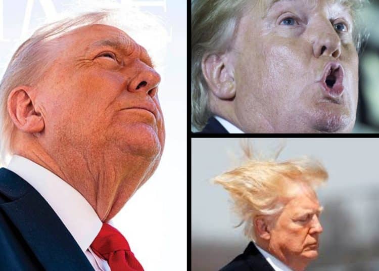 Various pictures of Trump looking bad